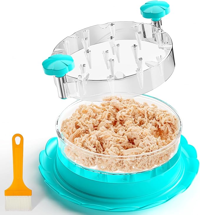 Chicken Shredder Large Chicken Breast Shredder Tool Twist with Brush&Hook,Visible Meat Shredder with Ergonomic Handle, Strong Anti-Slip Strip,Easy Cleaning, Suitable for Pork Beef Chicken